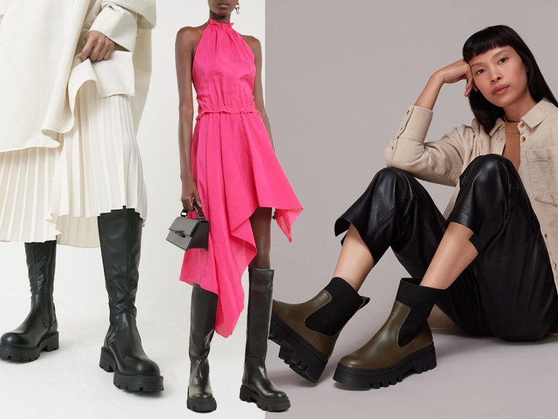 Zara tall lug soled sales boots
